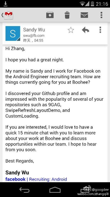 收到Facebook的招聘邮件怎么办?