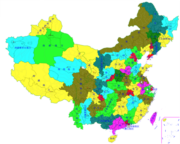 以下行政区划的方案出自中国地理课课件,其中一些图有标原始出处是