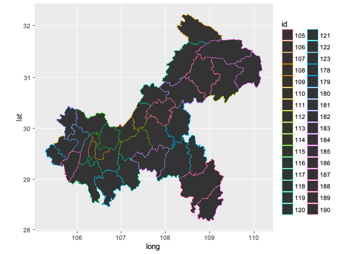 如何用r在地图中画出重庆市(分区县)地图