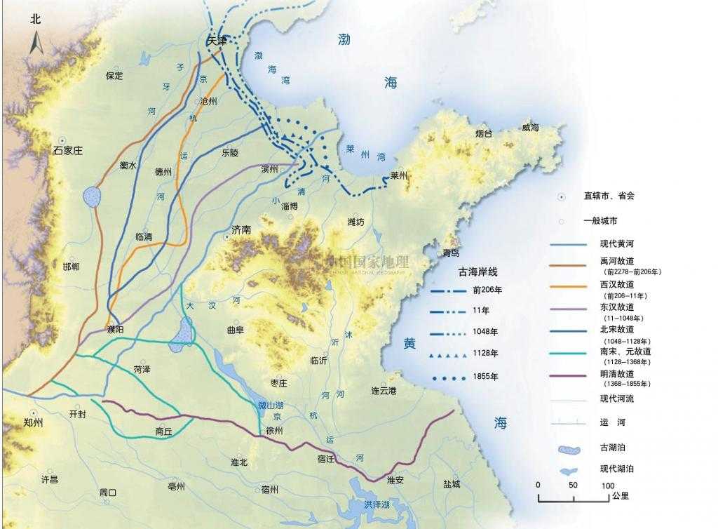 那一条线是黄河入海口反复摆动的结果,尤其是沿海一带,被称为黑龙港