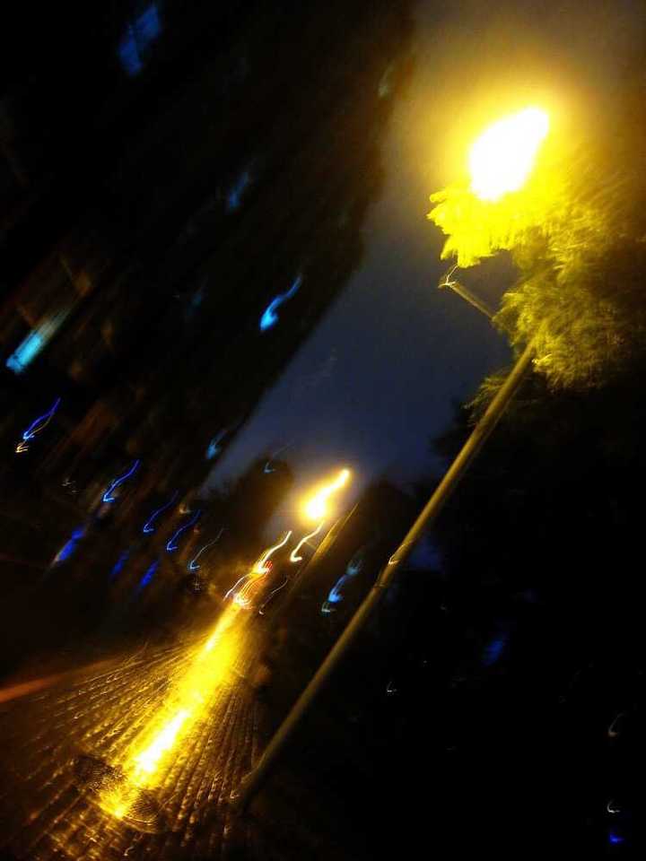 感觉拍出了夜晚小区街道上,雨后的谧静