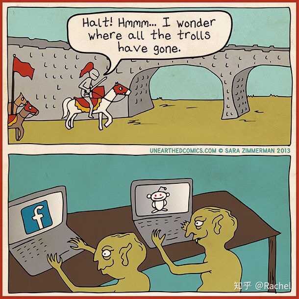 in internet slang, a  troll is a person who starts quarrels or
