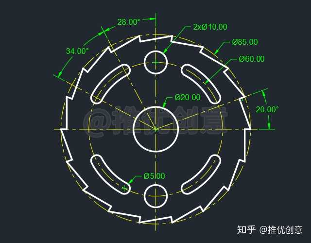 16, 环形阵列完成后如下图.