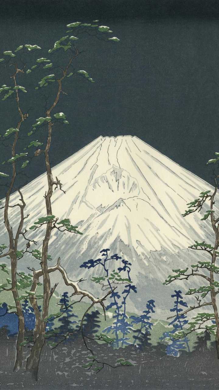 日本画家冈田行一:富士山系列版画