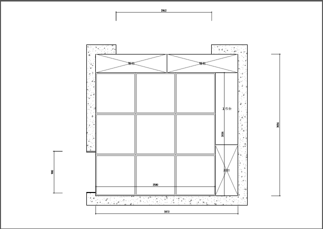 完善后的平面图,榻榻米地箱做成了九个独立的箱体安装时组装在一起.