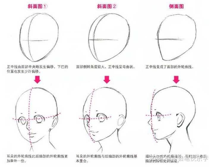 漫画日系怎样画出不同角度的脸或侧脸?