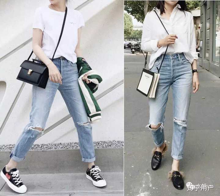 总结:牛仔裤基本上没有搭配禁忌,尤其是人手一条的黑色紧身牛仔裤,上