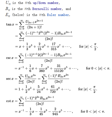 求 的泰勒展式 其中 表示双阶乘 等函数的通项