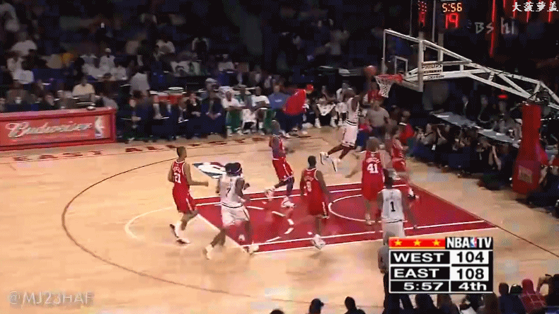 乔丹第五球,反击上篮得手