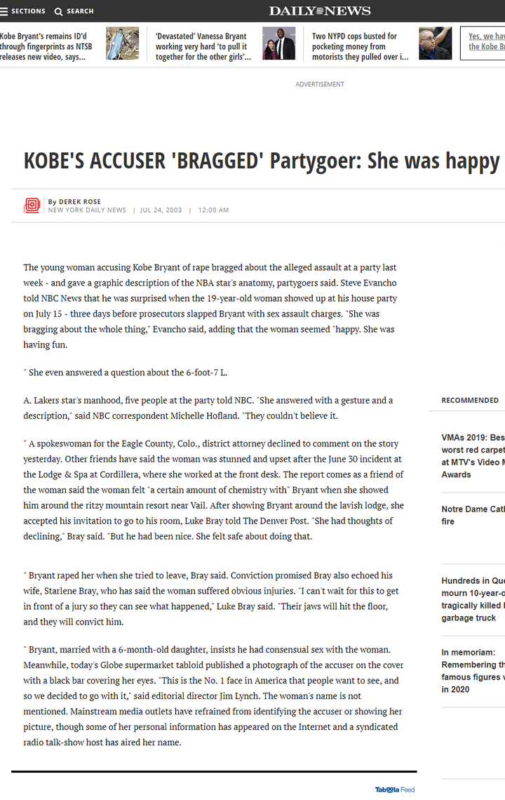 the young woman accusing kobe bryant of rape bragged about te