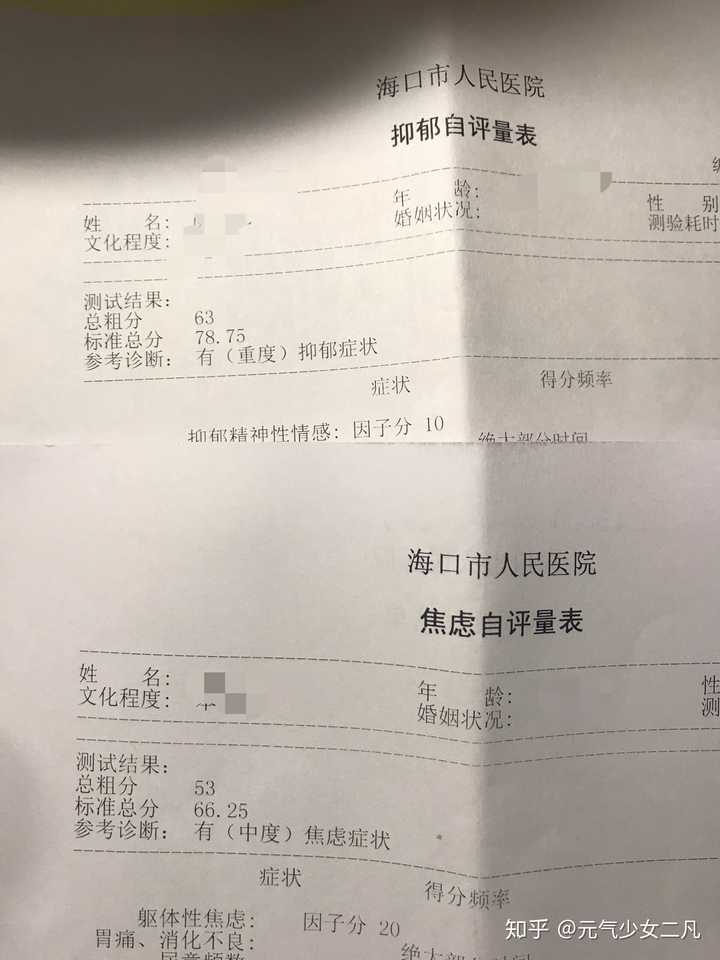 19去取结果然后确诊:重度抑郁症 中度焦虑症 中度强迫症 确诊前 确诊