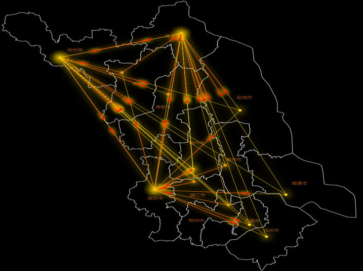 如何用arcgis绘制表达区域之间联系强度的图纸?