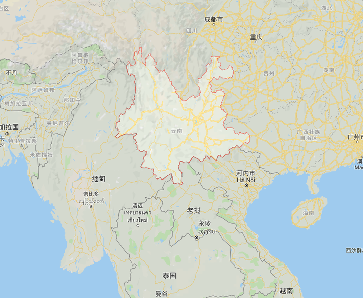 如图,和云南省接壤的国家有: 缅甸,老挝,越南