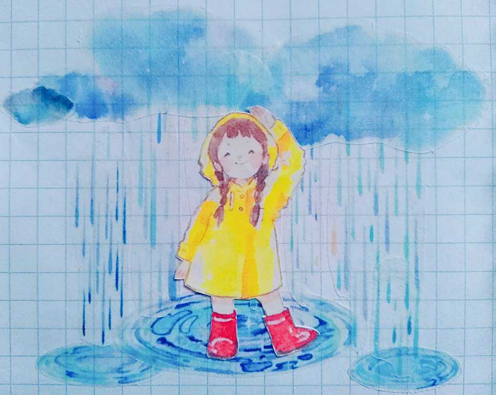 雨中的小女孩