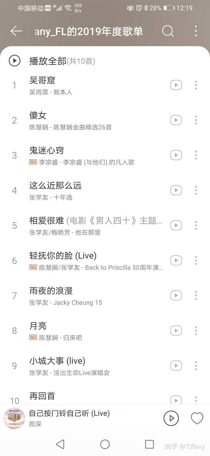 从两年的歌单可以看出 1,我偏爱粤语歌曲.