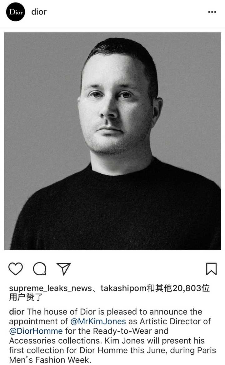 如何评价 dior homme 创意总监 kim jones?