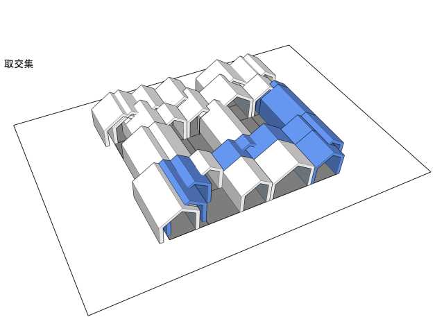 在横向轴网内 合并小体块,保证每个房间以及建筑整体形体的完整性.