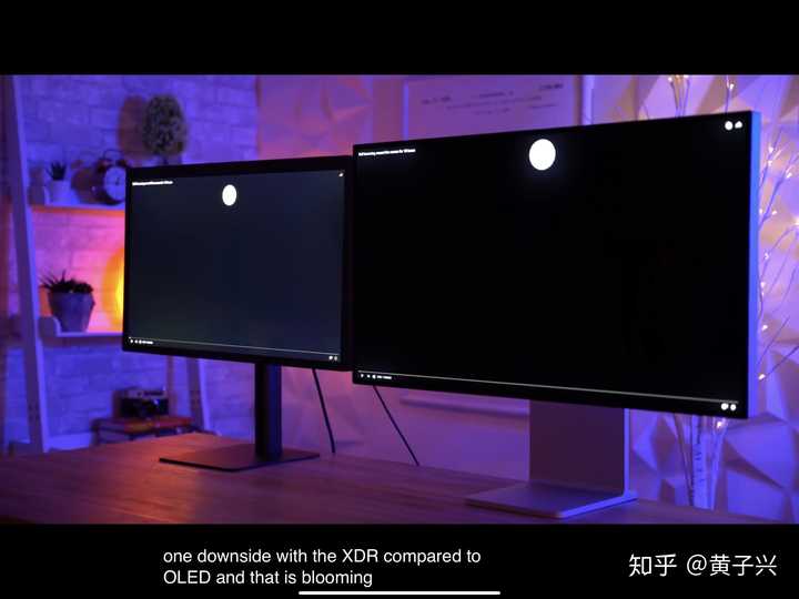 lcd(左)与mini-led(右)的黑色表现 (2) mini-led(左)与oled(右)的黑色