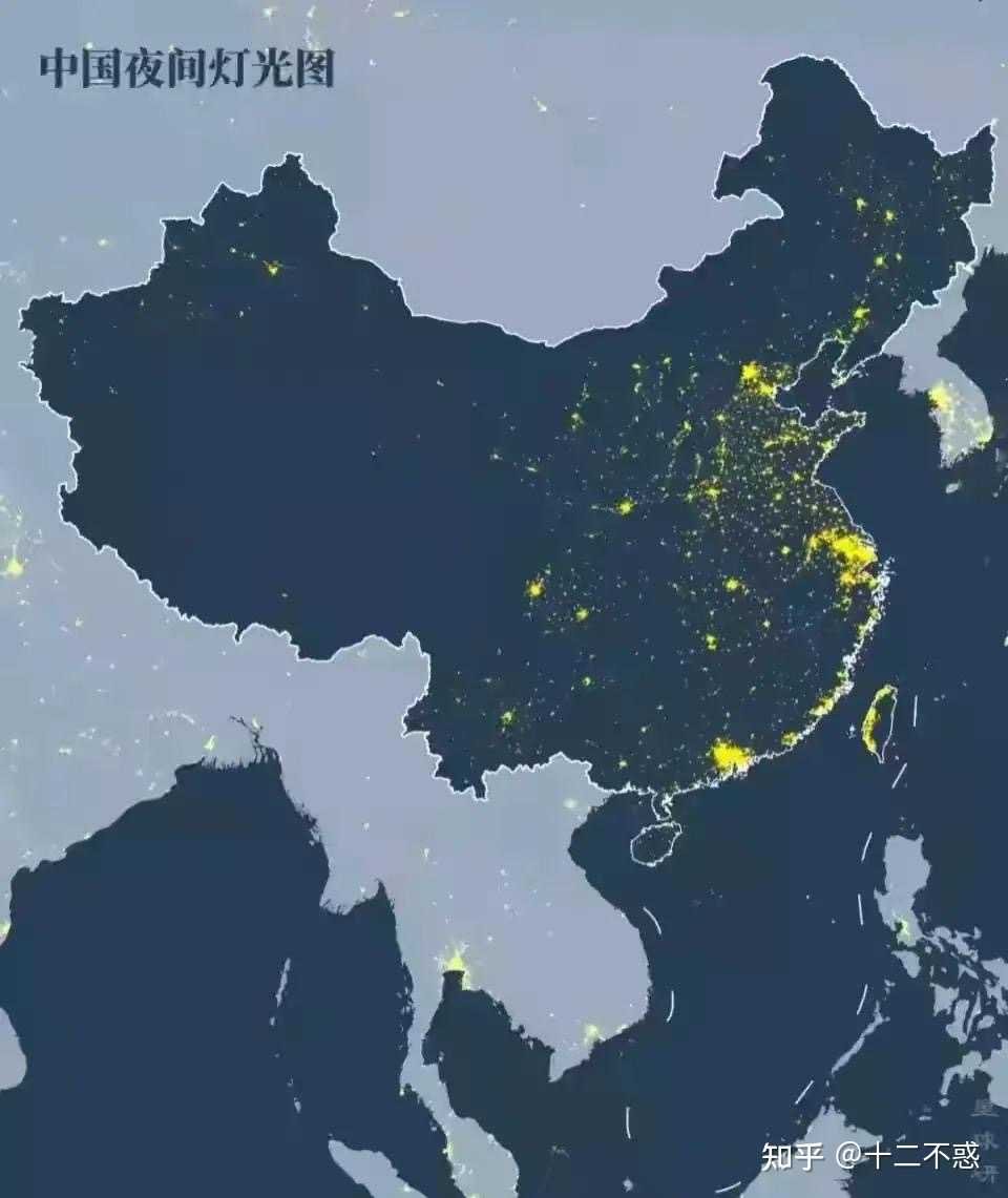 中国夜间灯光图