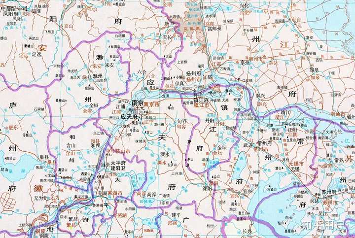 谭其骧《中国历史地图集》中明朝的应天府附近地图