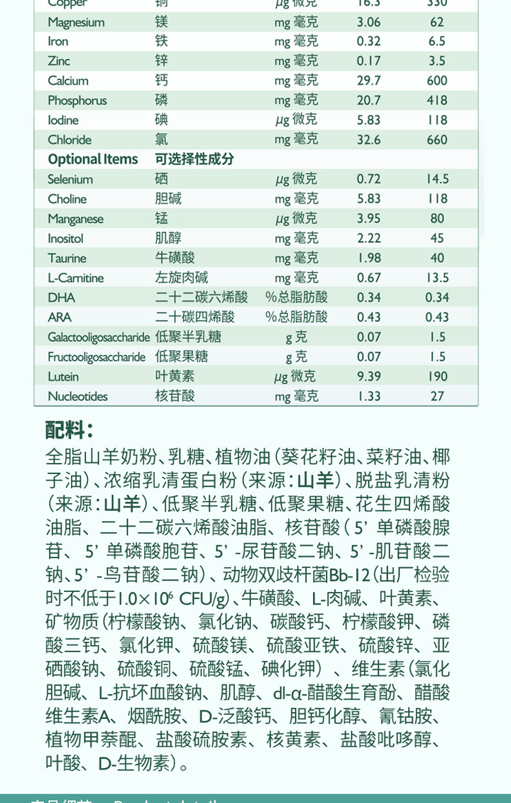 蓝河春天羊和卡洛塔妮羊奶粉哪个营养更全面?