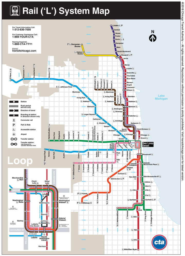 芝加哥地铁官方线路图