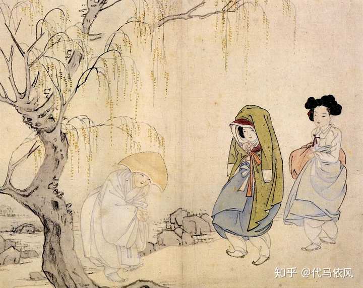 韩国古画的凤眼帅哥和美女