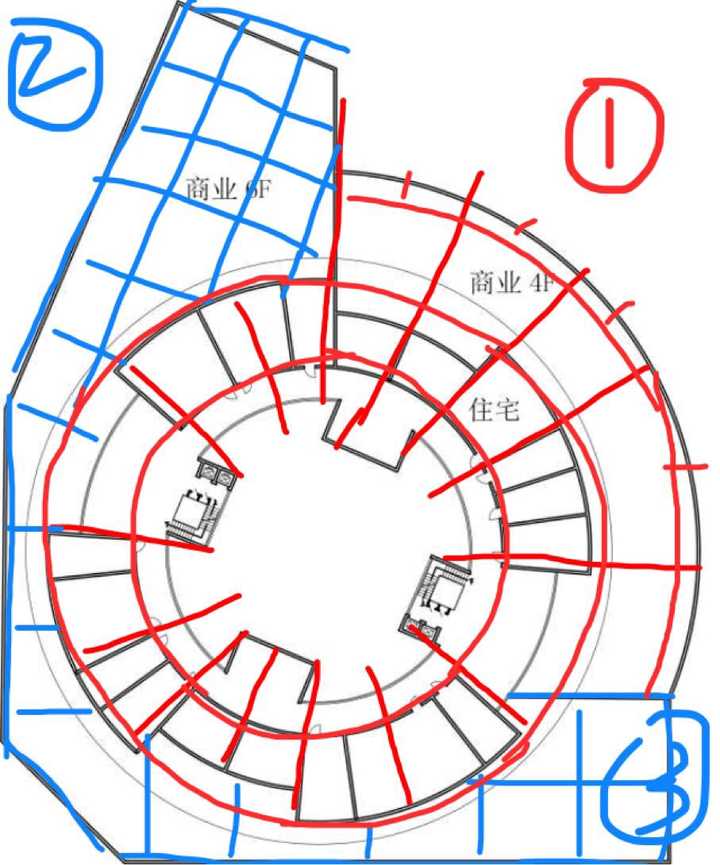 请问建筑中这样的柱网如何布置?