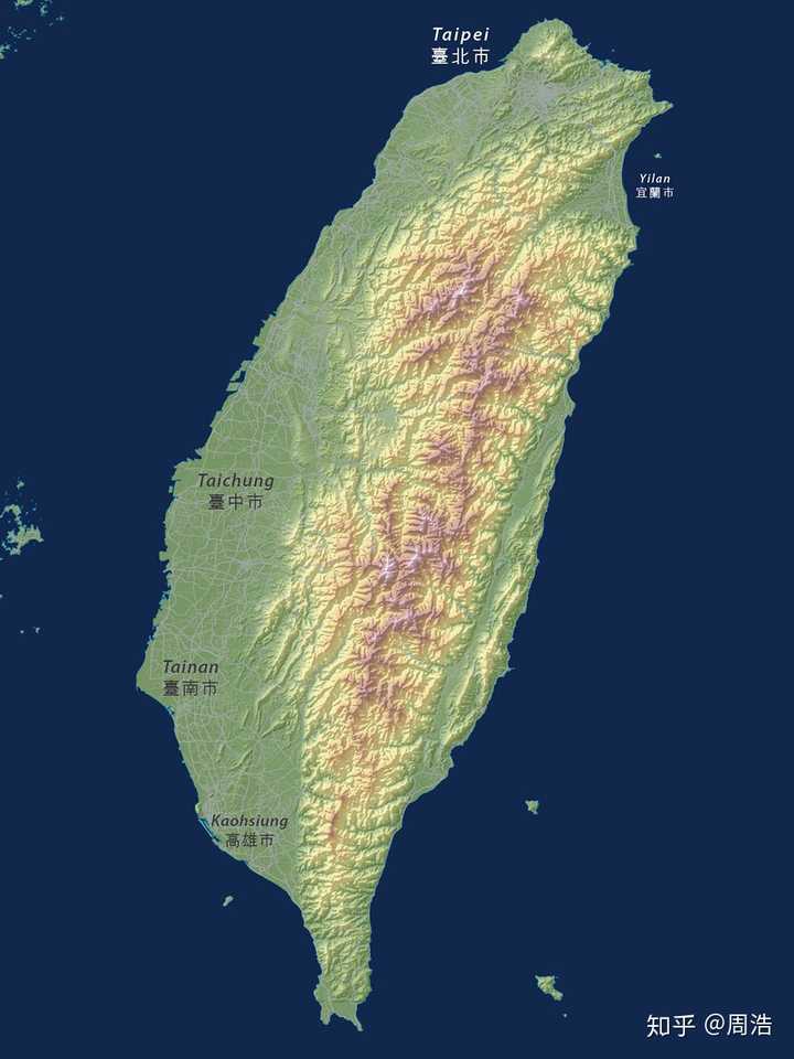台湾岛地形图