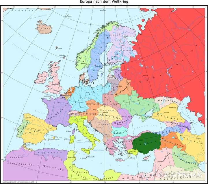 下图是一张德国人yy的一战,同盟国胜利后的欧洲地图,仅供参考