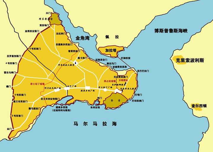 1453年君士坦丁堡的地图
