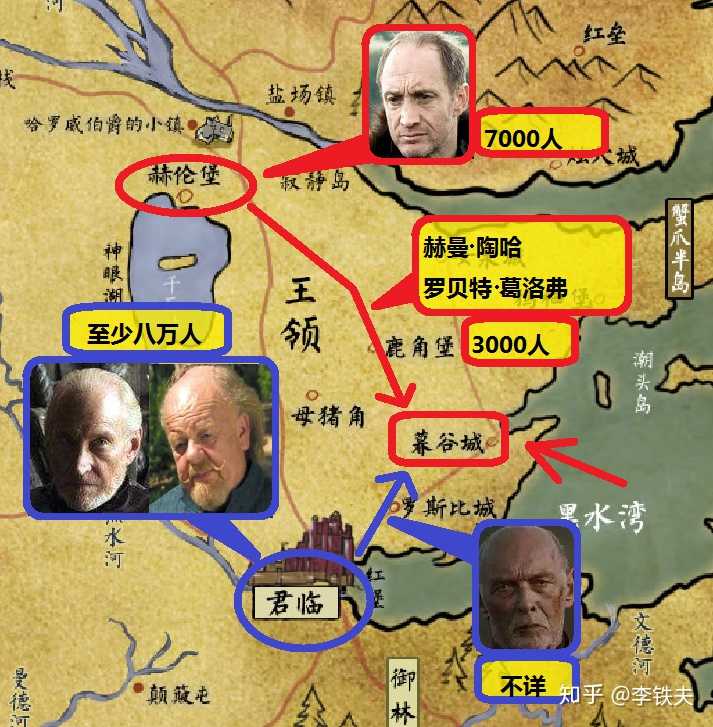 他派出 蓝道·塔利和 魔山,去救援 暮谷镇.