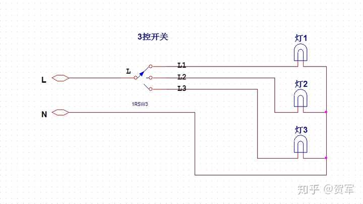 刚买了一个三开的开关,有l l1 l2 l3就是没有n 零线往哪接啊?