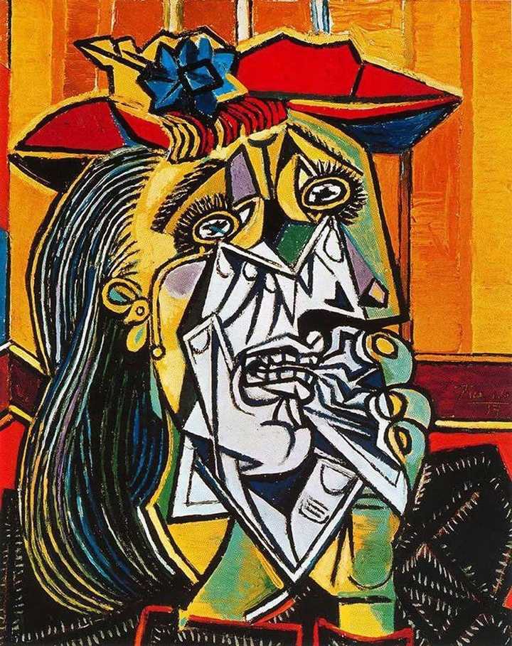立体主义-毕加索《哭泣的女人》