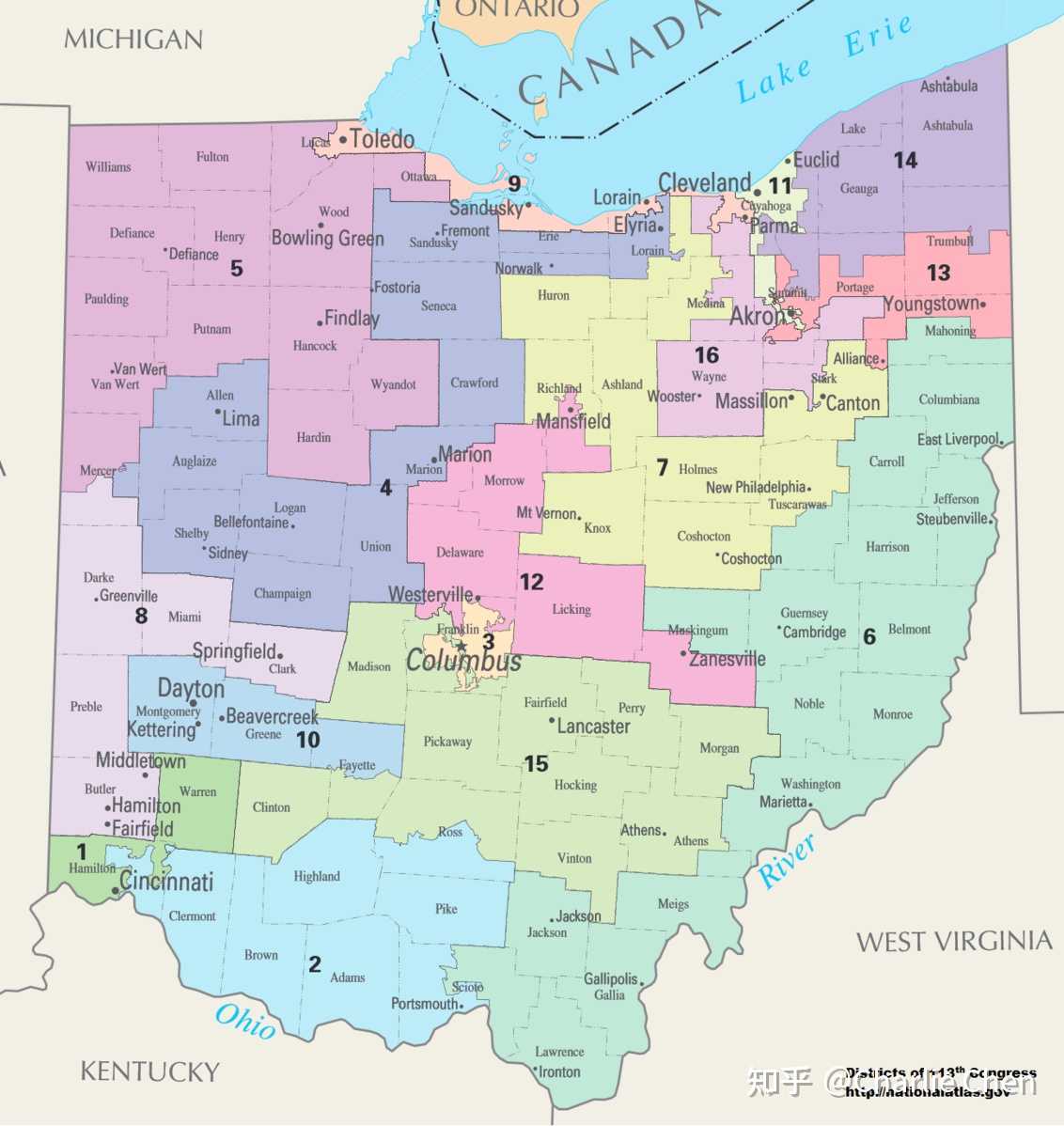 俄亥俄州第13国会选区最初被划成一个包括劳动阶级以及民主党在该州