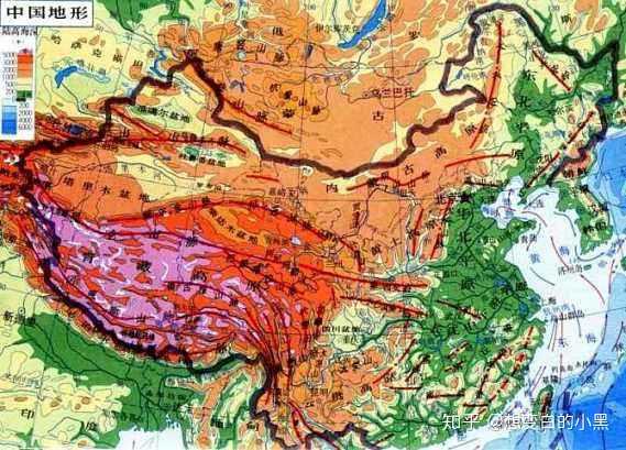 首先,地理位置,从印度到中国,我们来看地形图