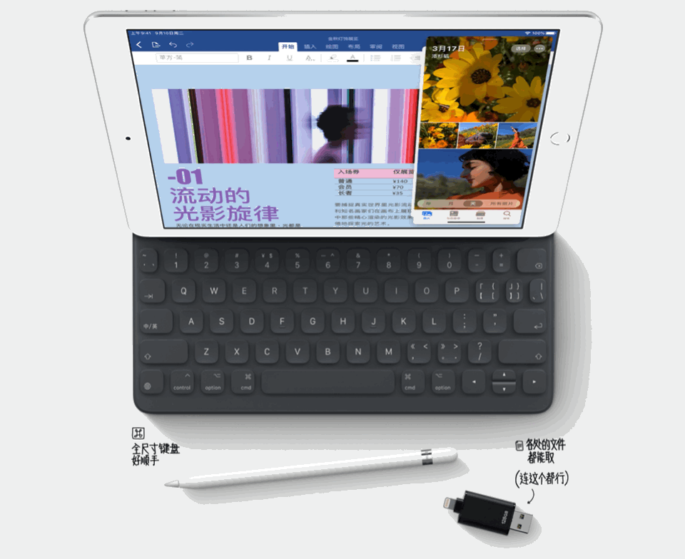 7 英寸 注:官网显示 ipad 2018 支持  全 srgb 标准,而新 ipad 不支持
