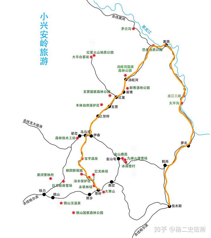 伊春(小兴安岭)旅游地图