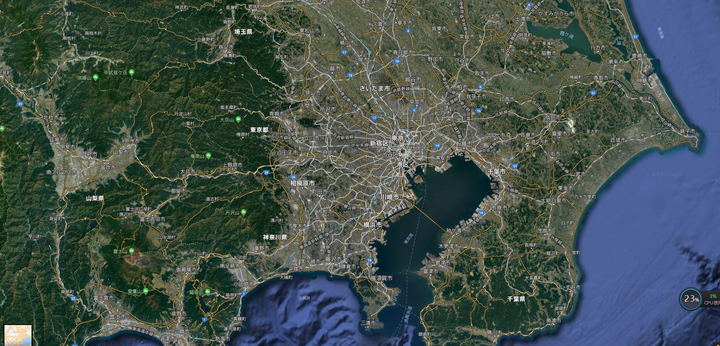 卫星地图下的东京都市圈
