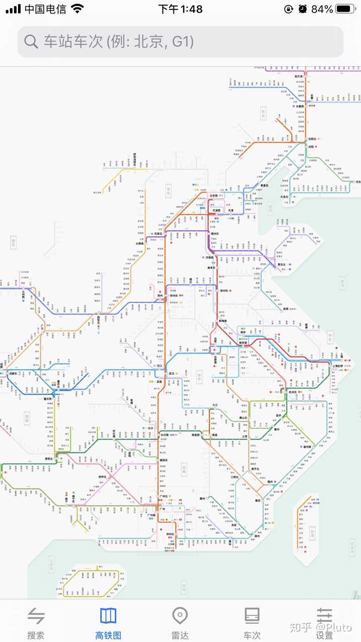 还有目前所有的高铁动车路线图!