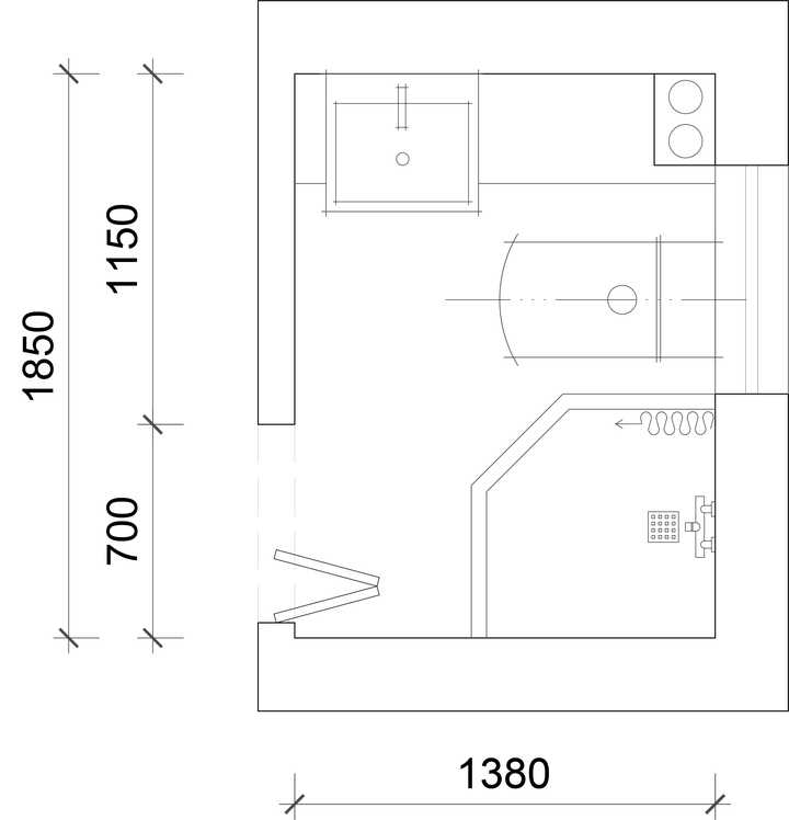 1.4米×1.9米迷你卫生间怎么放马桶浴室柜?