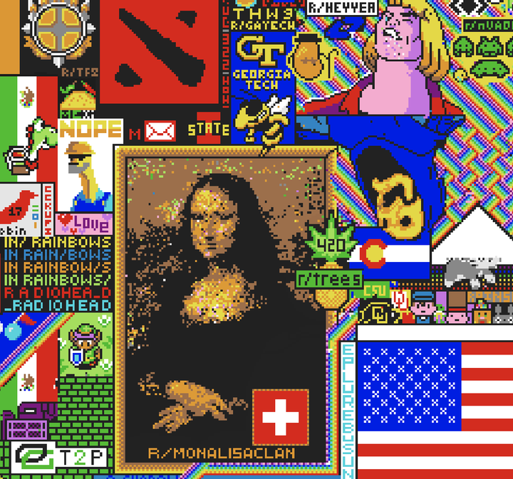 如何评价 reddit 的 2017 年愚人节 /r/place 像素画活动?