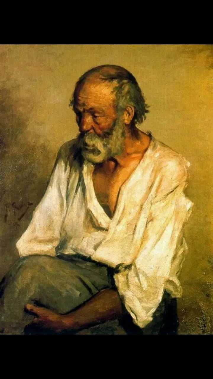 毕加索13岁时候画的一张油画《老渔夫》