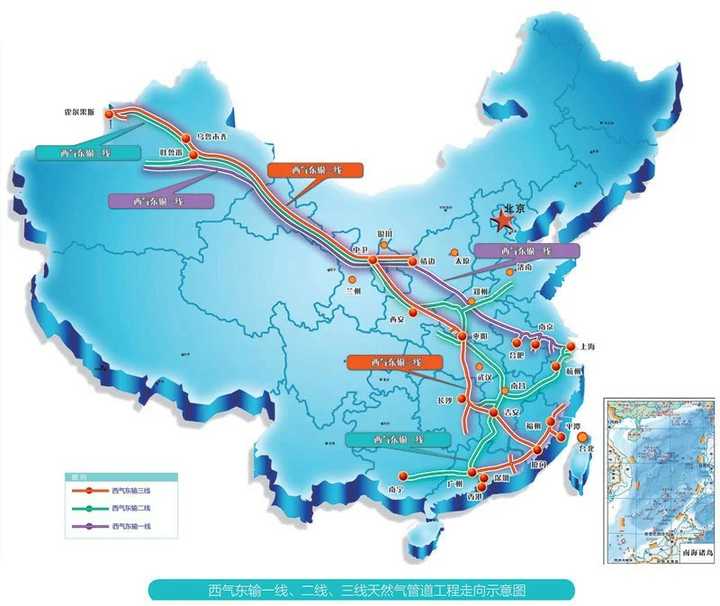 一线输气能力120亿立方米,二线输气能力300亿立方米,三线输气能力300