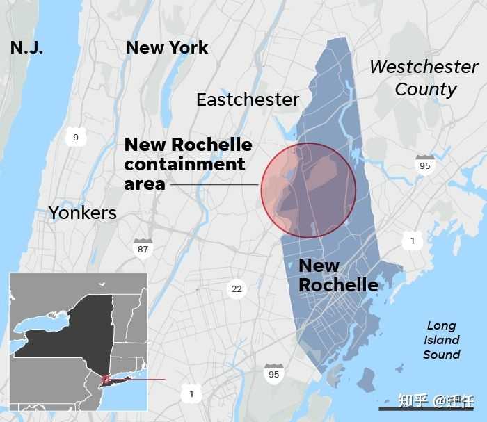 03/10 纽约州的new rochelle(新罗谢尔),已经开始"封城"(containment