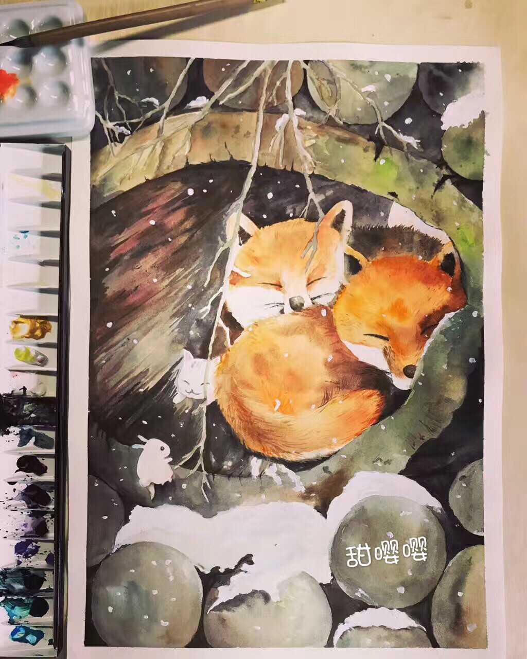 我的简笔画# 狐狸宝宝冬眠啦