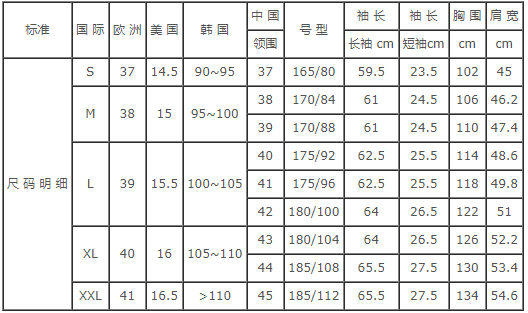 美国服装的尺寸是什么标准的