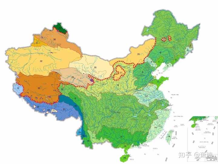 中国河流水系和内外流区地图/ 制图-大地理馆