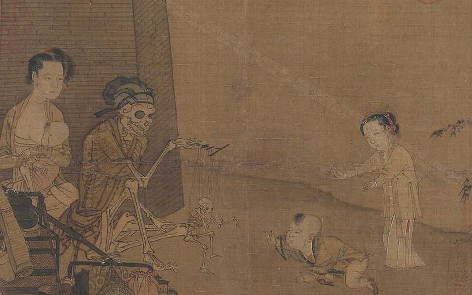 宋代的风俗画 苏汉臣的《骷髅幻戏图》 还有清代的 扬州八怪 罗聘