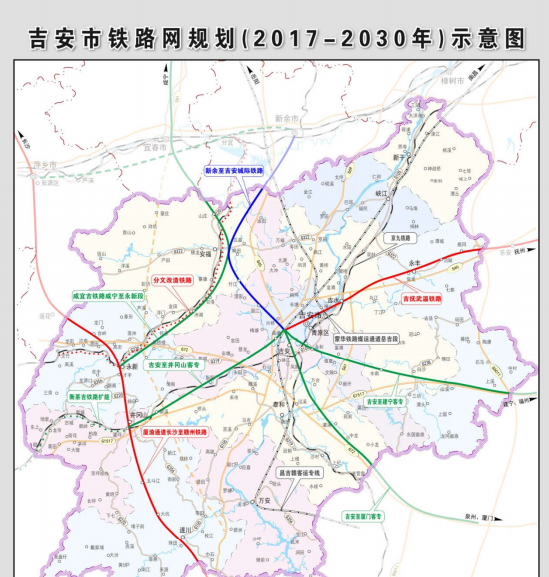 以下是吉安未来15年内的铁路规划,吉安有望成为重要的交通枢纽,在